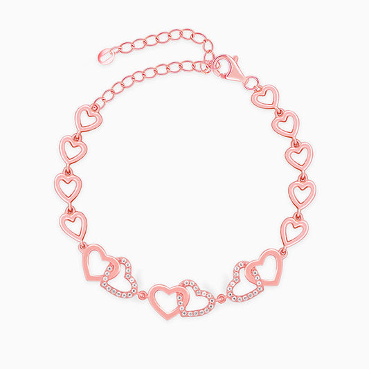 Rose Gold Interlocked Heart Duo Bracelet