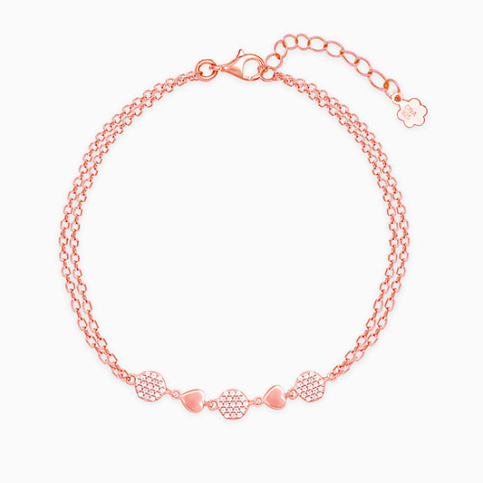 Rose Gold Dazzling Hearts Bracelet