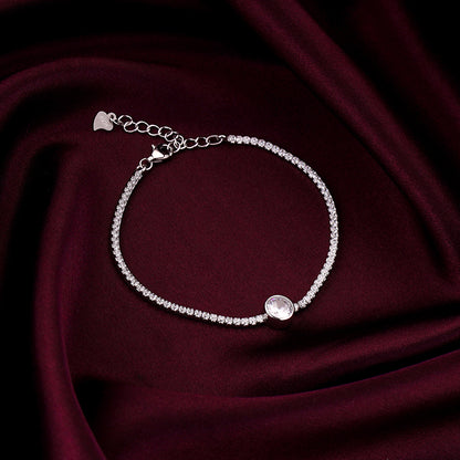 Silver Circle of White Tennis Bracelet