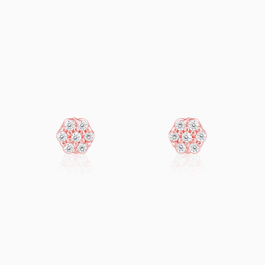 Rose Gold Zircon Floral Shine Earrings