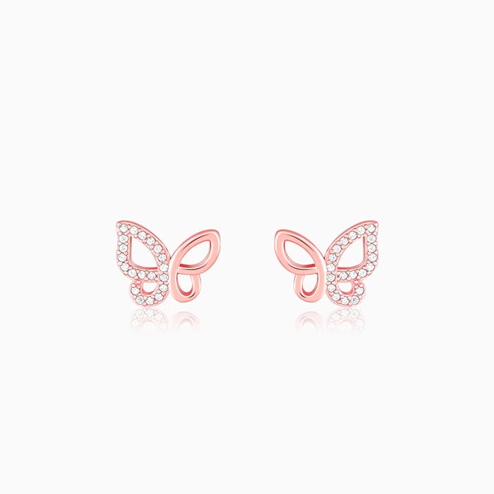 Butterfly Earrings with Rose Ball (Silver/Zircon) 2024