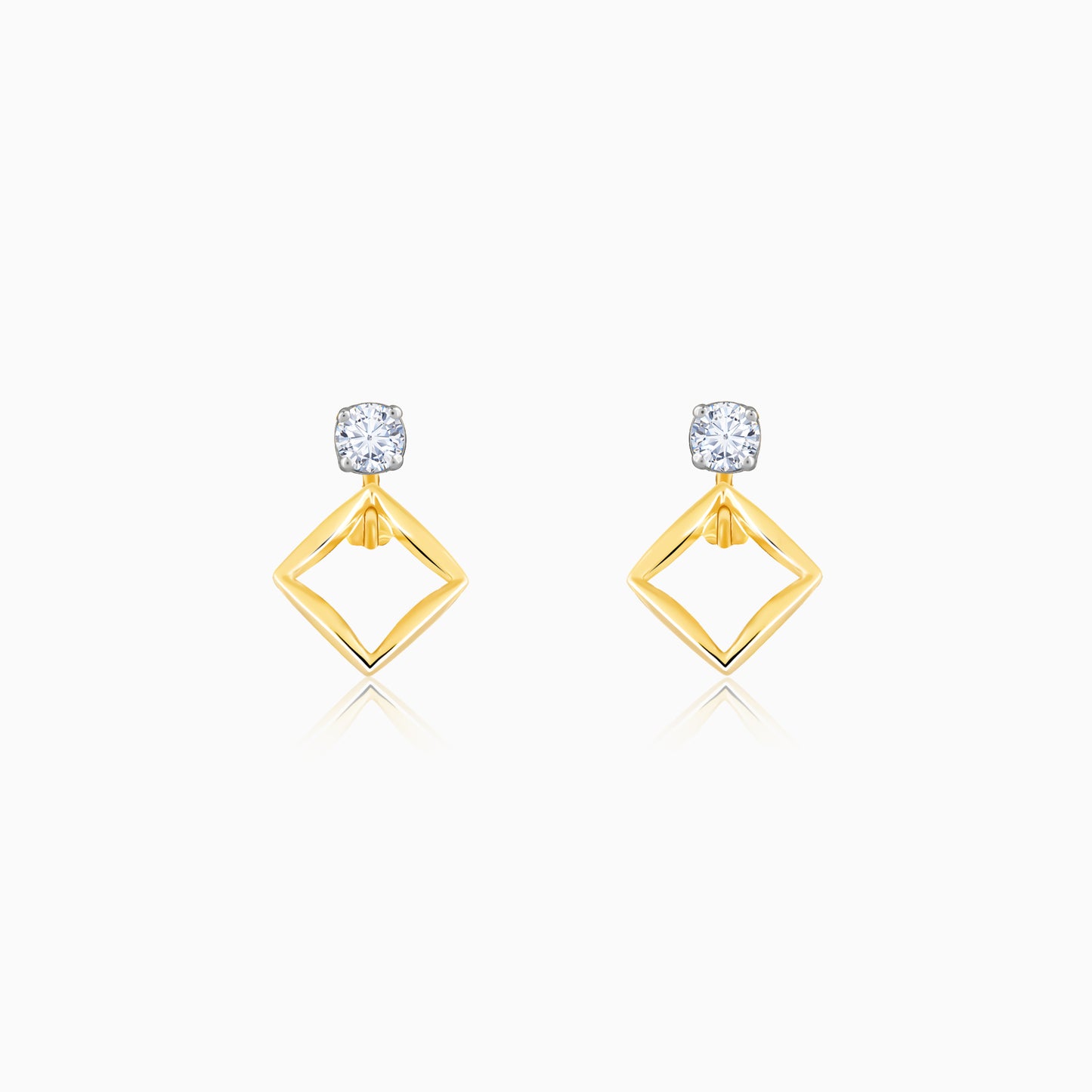 Gold Geometric Radiance Convertible Diamond Earrings