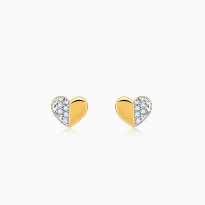 Gold Heart of Diamond Earrings