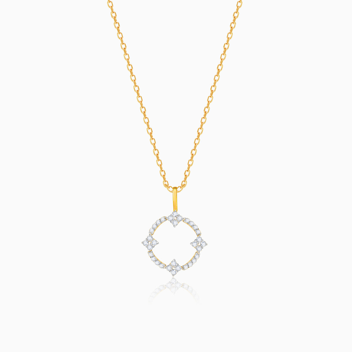 14K Gold Diamond Clover Necklace