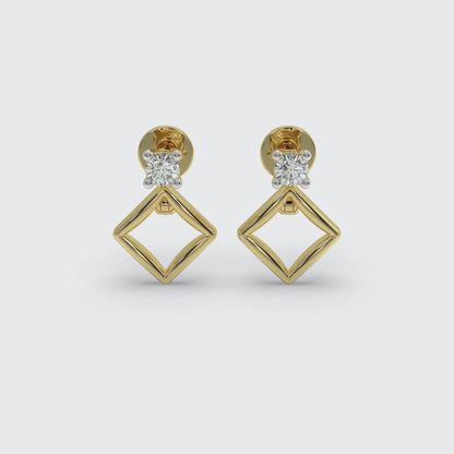 Gold Geometric Radiance Convertible Diamond Earrings