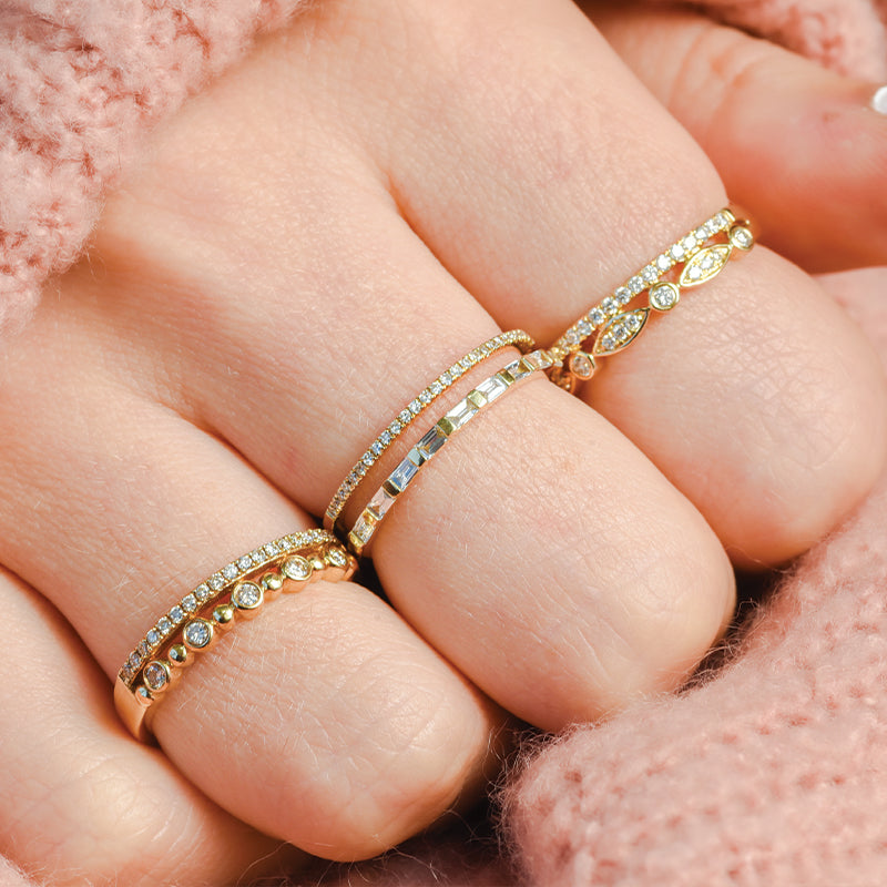 Elevate your office style with the subtle brilliance of stackable rings