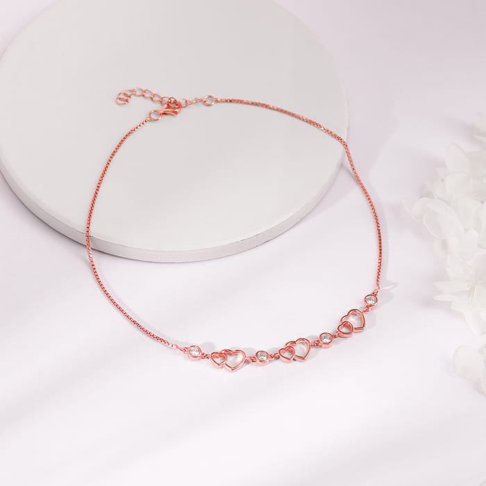 Rose Gold Heart Anklet