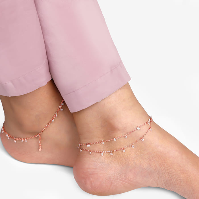 Rose Gold Layered Queen's Anklet