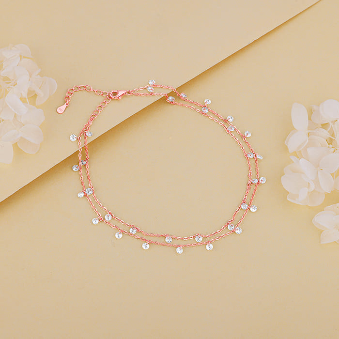 Rose Gold Layered Queen's Anklet