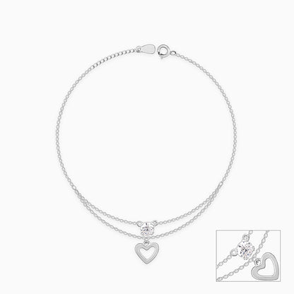 Silver Curl Heart Anklet