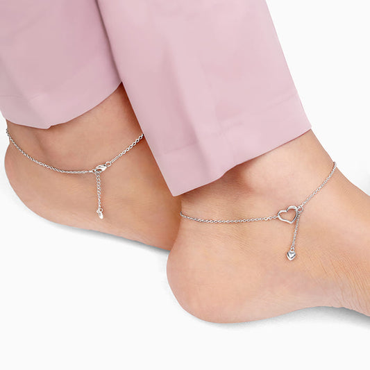 Silver Heart Melting Chain Anklet