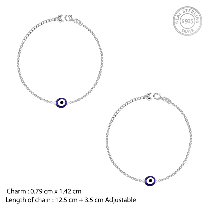 Silver Little Evil Eye Kids Anklet (0-1 yrs)