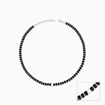 Silver Soul Spirit Black Bead Anklet