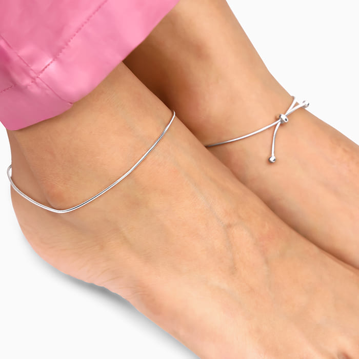 Silver Classic Slider Anklet