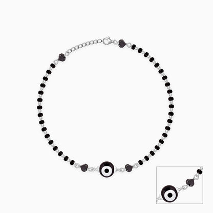 Silver Black Evil Eye Anklet