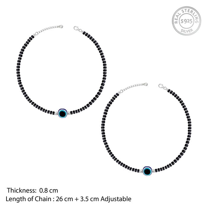 Silver Evil Eye Protection Anklet