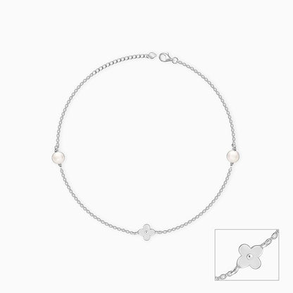 Silver Pearls & Flower Anklet