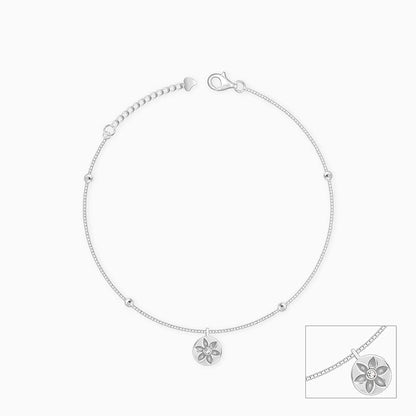 Silver Waterlily Charm Anklet