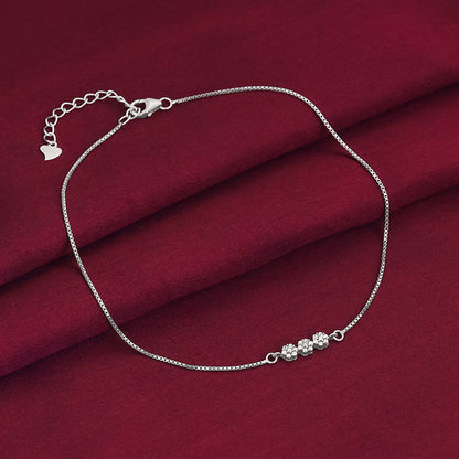 Silver Triple Flora Anklet