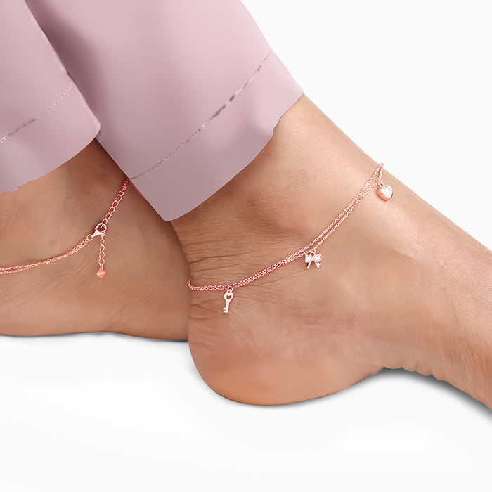 Rose Gold Charm Delight Anklet