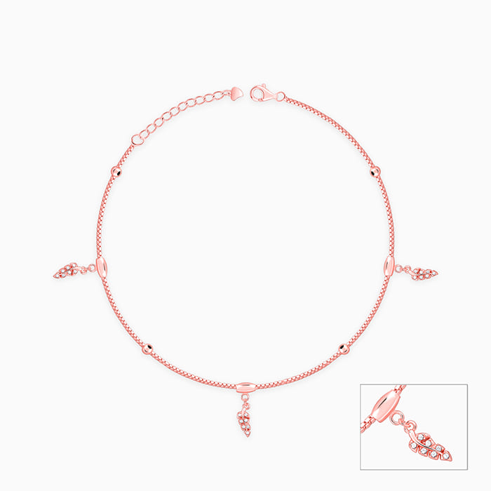 Rose Gold Delicate Leaf Anklet