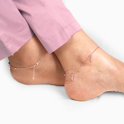 Rose Gold Delicate Leaf Anklet