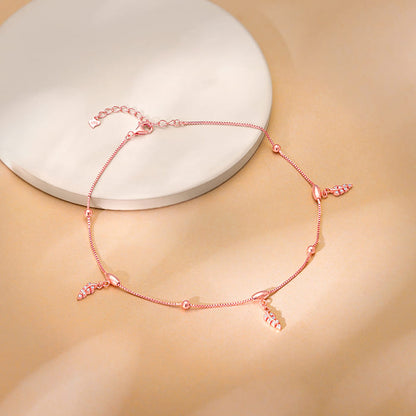 Rose Gold Delicate Leaf Anklet