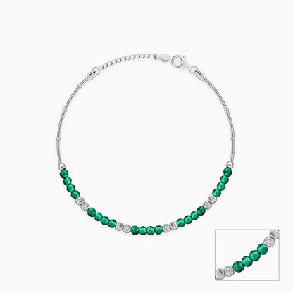 Silver Green Simplicity Anklet