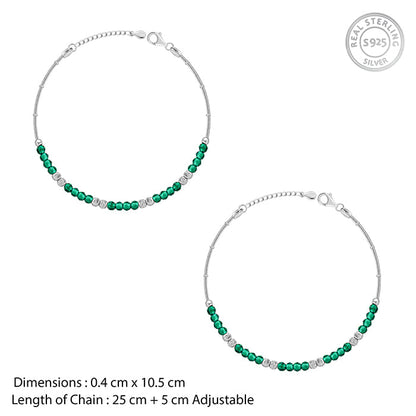 Silver Green Simplicity Anklet