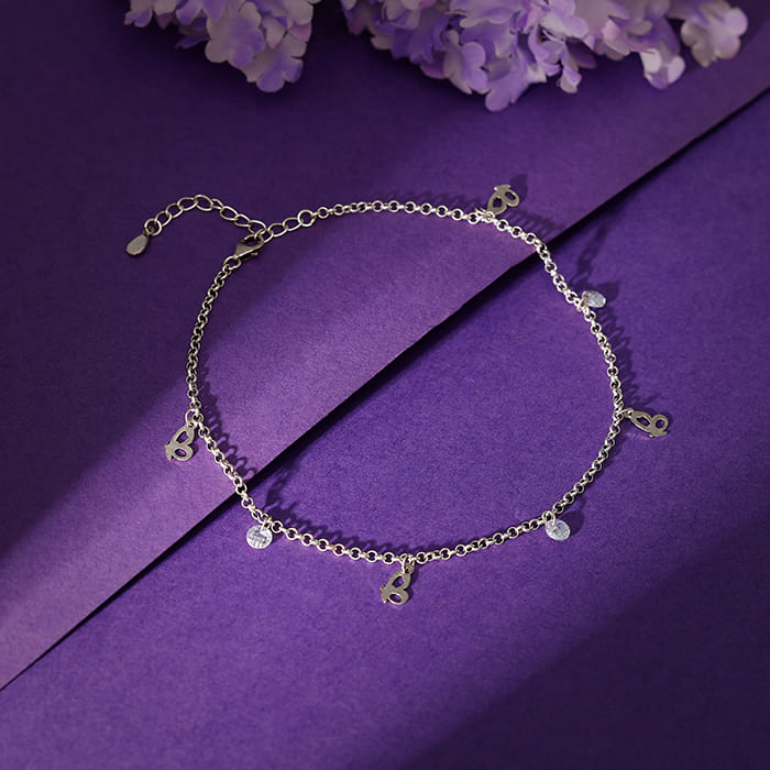 Oxidised Silver Popular Butterfly Anklet