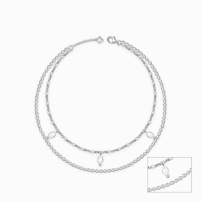 Silver Pearl Mist Anklet