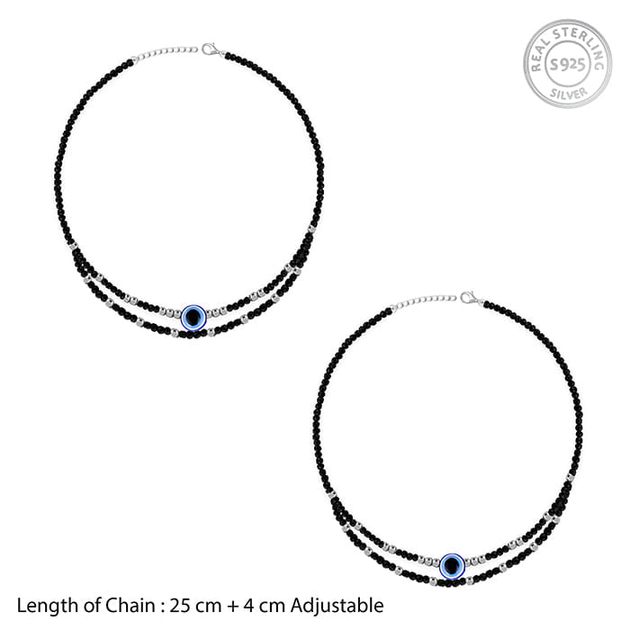 Silver Evil Eye Gleam Anklet