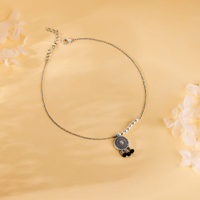 Oxidised Silver Black Dream Catcher Anklet