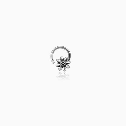 Oxidised Silver Flower Blossom Nose Pin