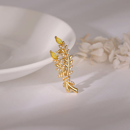 Golden Leafy Moment Brooch For Him