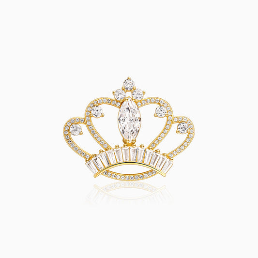 Golden crown brooch for men with zircon accents






