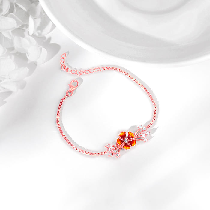 Rose Gold Bell Mallow Orange Crest Bracelet