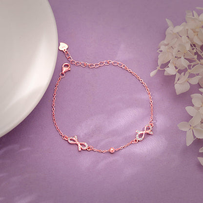 Rose Gold Sparkling Bow Bracelet