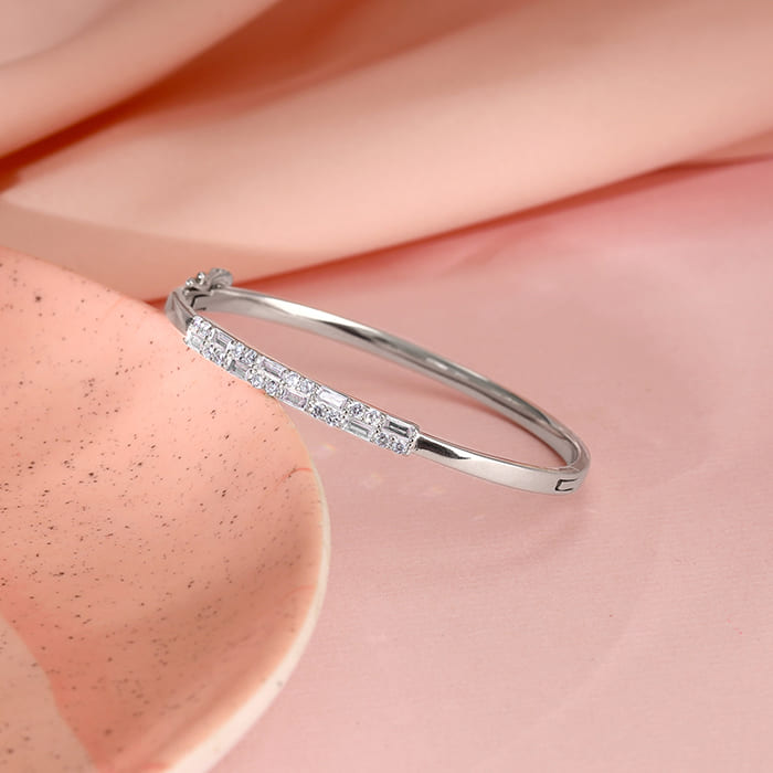 Silver Zircon Baguette Bracelet