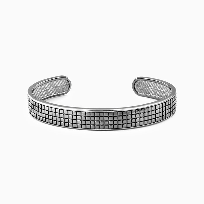 Black Rhodium Textured Kada For Him