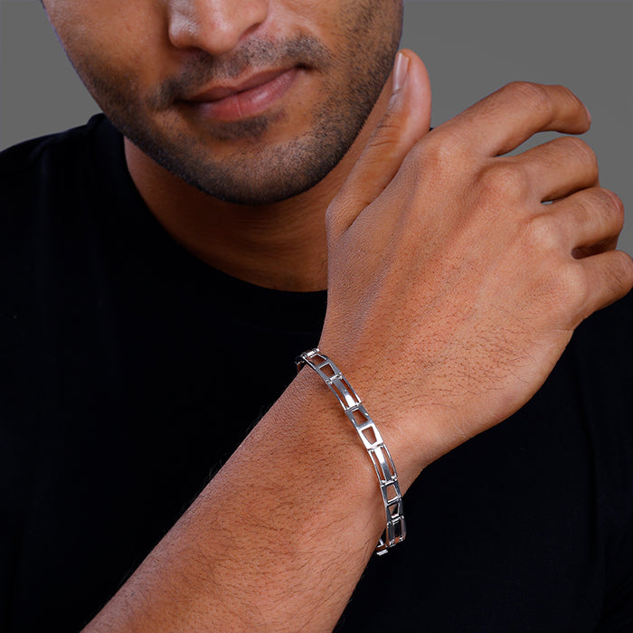 Silver Jazzy Link Bracelet For Him