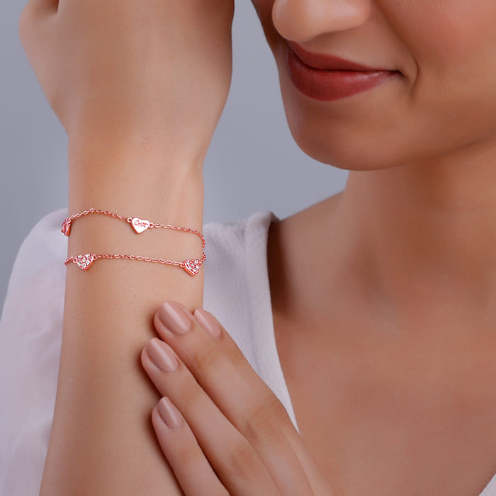 Rose gold bracelet heart store