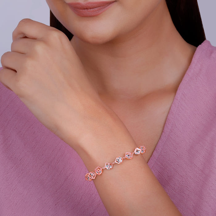 Rose Gold Cubic Crystal Bracelet GIVA Jewellery