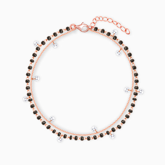 Rose Gold Dazzling Zircons Layered Mangalsutra Bracelet