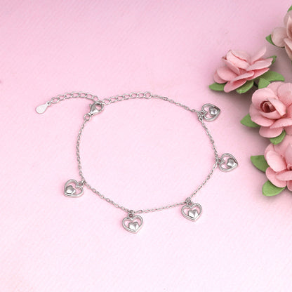 Silver Small Heart Charm Bracelet