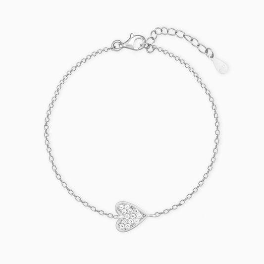 Silver Heart of Zircons Bracelet