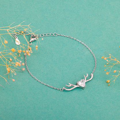 Silver Deer Heart Bracelet