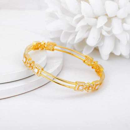 Golden Square Bloom Bangle