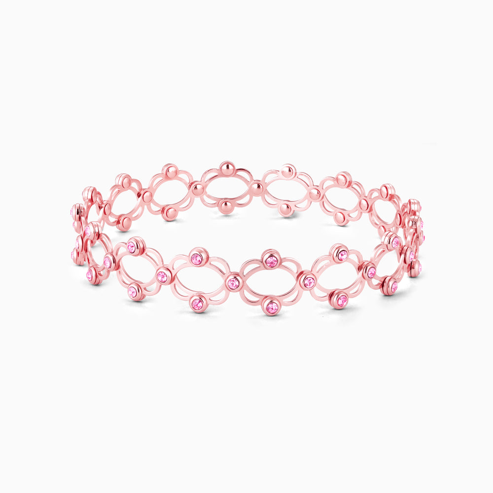 Rose Gold Supple Bracelet with Royal Pink Stones