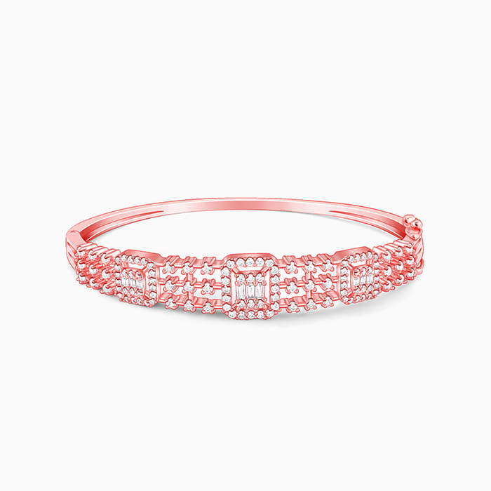 Buy Rose Pink Stone Curvy Designer Gold Bangle - Joyalukkas